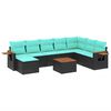vidaXL Salon de jardin 9 pcs avec coussins noir r&eacute;sine tress&eacute;e