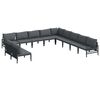 vidaXL Ensemble de canap&eacute; de jardin avec coussin 11 pcs Noir Acier