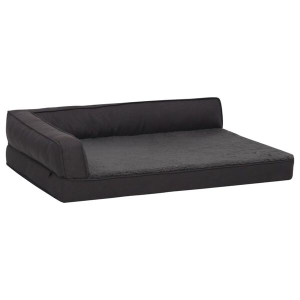 vidaXL Matelas de lit ergonomique de chien 90x64 cm Polaire Noir