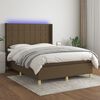 vidaXL Sommier &agrave; lattes de lit matelas et LED Marron fonc&eacute; 140x190 cm