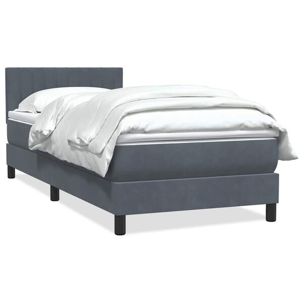 vidaXL Sommier &agrave; lattes de lit et matelas gris fonc&eacute; 80x220 cm velours