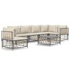 vidaXL Salon de jardin 7 pcs avec coussins anthracite r&eacute;sine tress&eacute;e