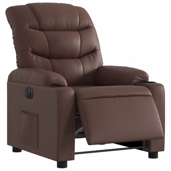vidaXL Fauteuil inclinable électrique Marron Similicuir
