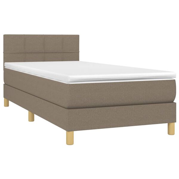 vidaXL Sommier &agrave; lattes de lit avec matelas LED Taupe 90x190 cm Tissu