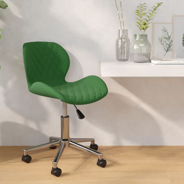 vidaXL Chaise pivotante de salle &agrave; manger Vert fonc&eacute; Velours