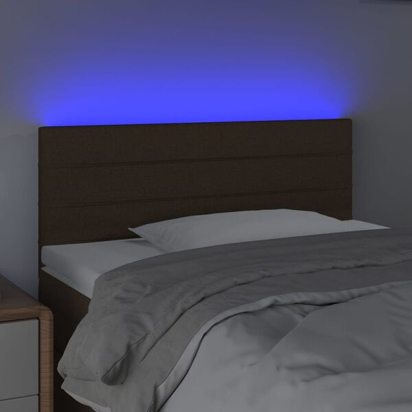 vidaXL T&ecirc;te de lit &agrave; LED Marron Fonc&eacute; 90x5x78/88 cm Tissu