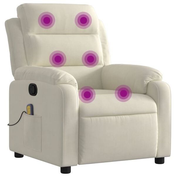 vidaXL Fauteuil de massage inclinable cr&egrave;me velours