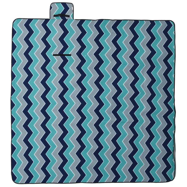 vidaXL Couverture de pique-nique pliable vague bleue 200x200cm velours