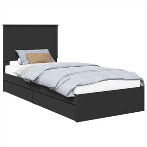 vidaXL Lit de Rangement Noir 100 x 200 cm Bois d'ing&eacute;nierie