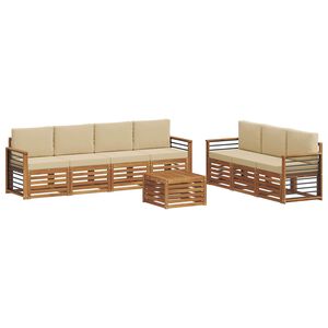 vidaXL Ensembles de canap&eacute;s 8 pc Naturel et Beige Bois d'Acacia Massif