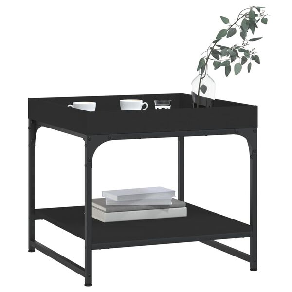 vidaXL Table basse noir 49,5x49,5x45 cm bois d'ing&eacute;nierie