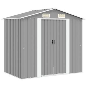 vidaXL Abri de stockage pour jardin M&eacute;tal Gris 204 x 132 x 186 cm