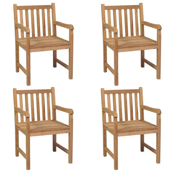 vidaXL Chaises de jardin lot de 4 et coussins vert Bois de teck solide