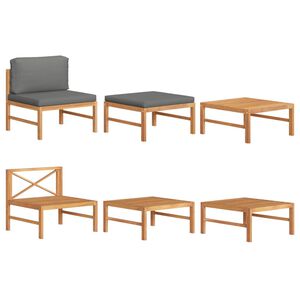 vidaXL Salon de jardin 3 pcs avec coussins gris fonc&eacute; Bois de teck