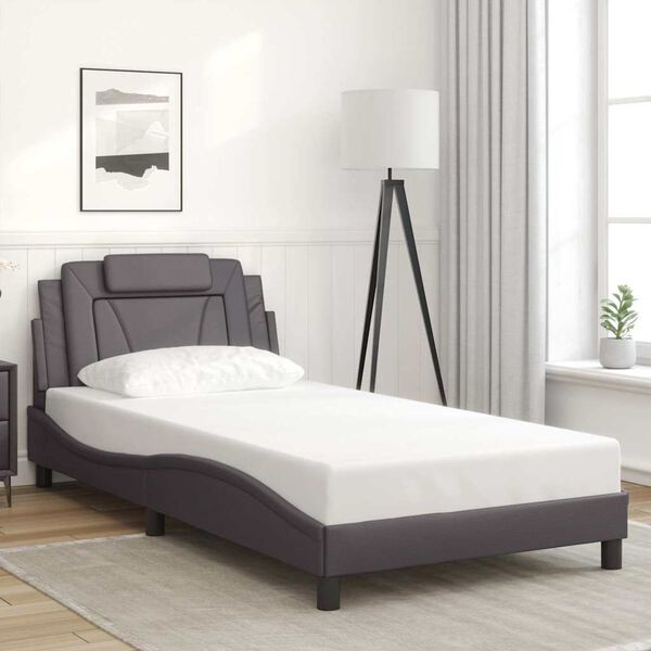 vidaXL Cadre de lit Viana sans matelas gris 100x200 cm similicuir
