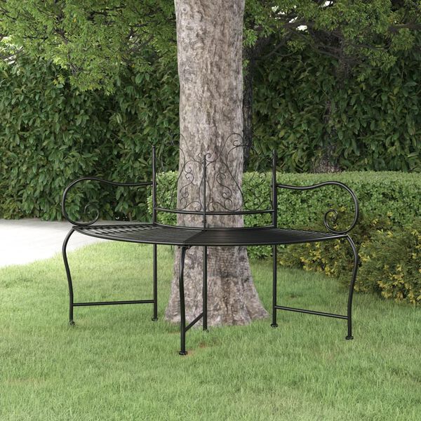 vidaXL Banc tour d'arbre 150 cm Noir Acier