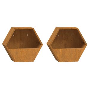 vidaXL Jardini&egrave;res murales 2 pcs Rouill&eacute; Acier corten 30x10x25 cm