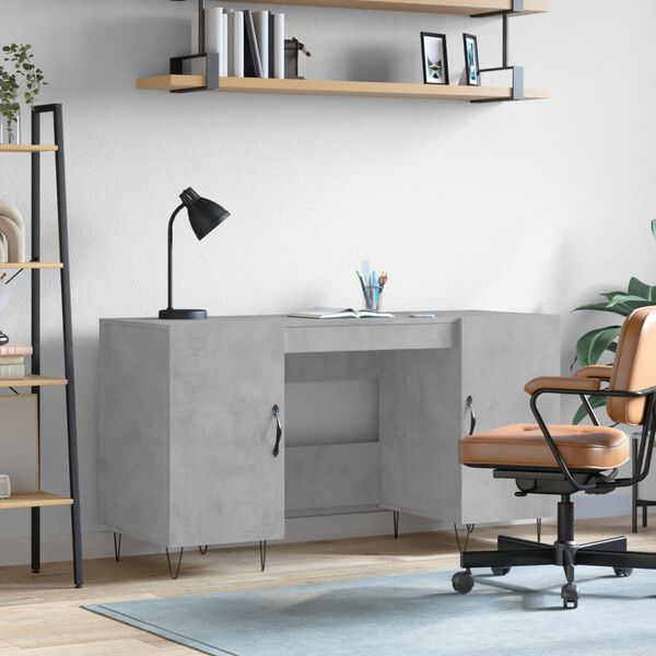 vidaXL Bureau gris béton 140x50x75 cm bois d'ingénierie