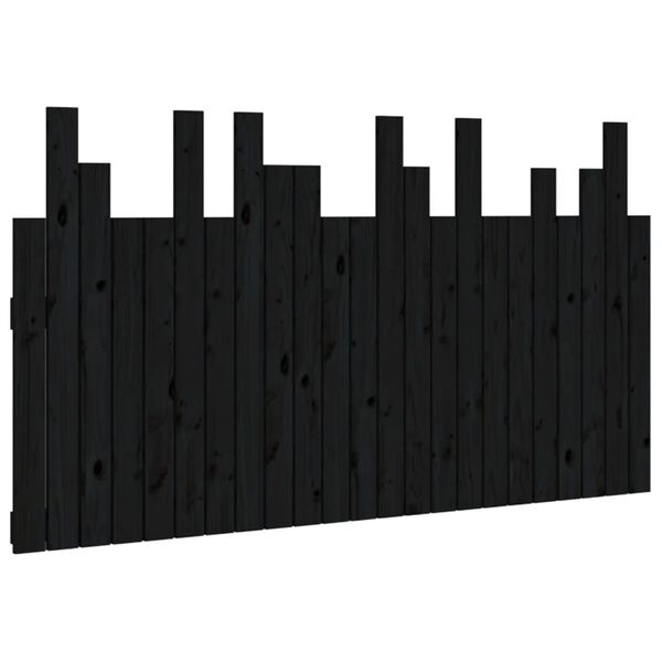 vidaXL T&ecirc;te de lit murale Noir 146,5x3x80 cm Bois massif de pin
