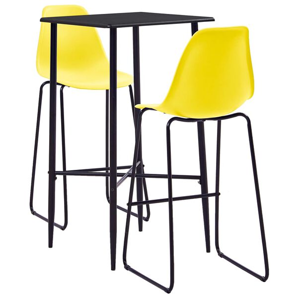 vidaXL Ensemble de bar 3 pcs Plastique Jaune