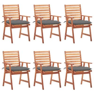 vidaXL Chaises à manger d'extérieur lot de 6 et coussins Acacia massif