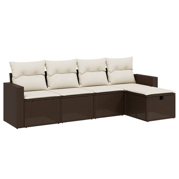 vidaXL Salon de jardin avec coussins 5 pcs marron r&eacute;sine tress&eacute;e