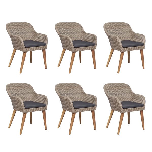 vidaXL Salon de jardin avec coussins 7 pcs Résine tressée
