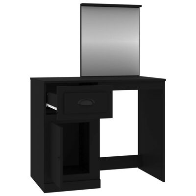vidaXL Coiffeuse avec miroir noir 90x50x132,5 cm bois d'ingénierie
