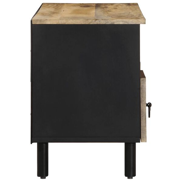 vidaXL Meuble TV noir 100x33,5x46 cm bois massif manguier brut