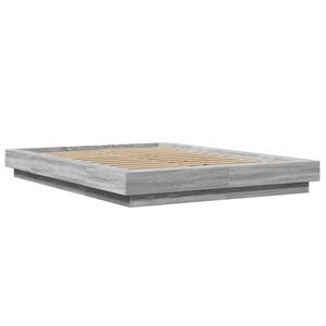vidaXL Cadre de lit et lumi&egrave;res LED sans matelas sonoma gris 140x200cm