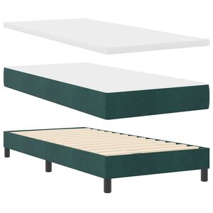 vidaXL Lit &agrave; ressort LED Vert fonc&eacute; 90 x 190 cm Velours