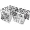 vidaXL Table auxiliaire carr&eacute;e 2 pi&egrave;ces Aluminium Argent&eacute;