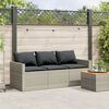 vidaXL Canap&eacute; de jardin et coussins 3 places gris clair r&eacute;sine tress&eacute;e