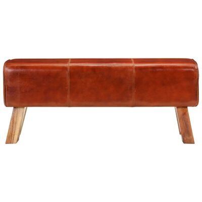 vidaXL Banc de bok de gymnastique marron 110 cm cuir véritable et bois