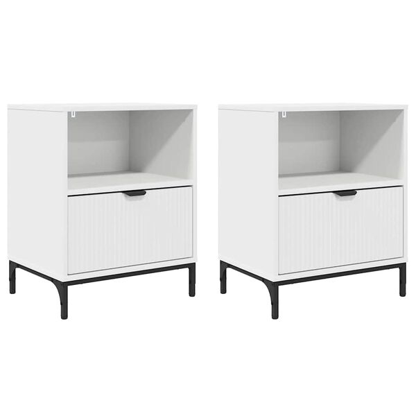vidaXL Tables de chevet 2 pcs Blanc 49 x 36 x 61 cm Bois d'ing&eacute;nierie