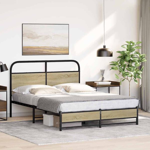 vidaXL Cadre de lit sans matelas 120x190 cm cm ch&ecirc;ne sonoma