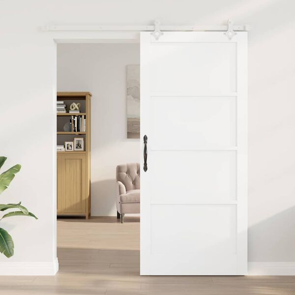 vidaXL Porte coulissante Blanc 93 x 211 cm Pin massif