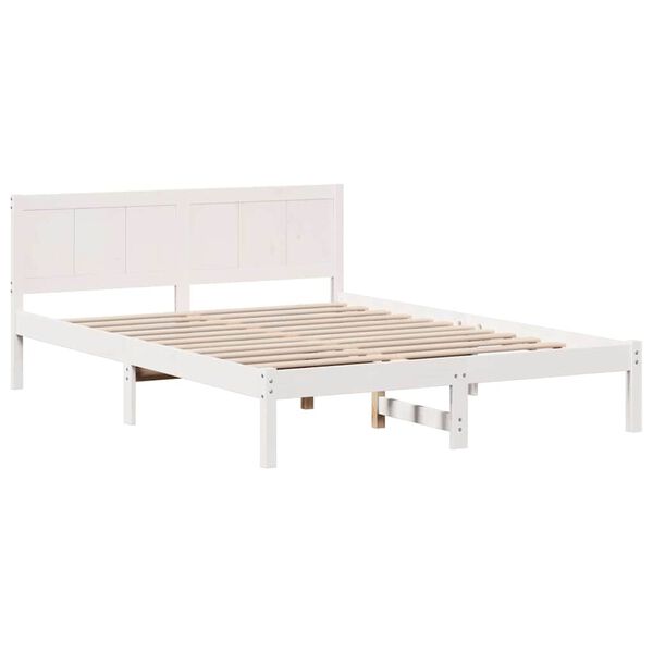 vidaXL Cadre de lit Blanc 160 x 200 cm Bois de pin massif