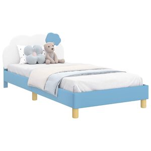 vidaXL Cadre de lit pour enfants avec t&ecirc;te de lit Bleu 90 x 190 cm PU