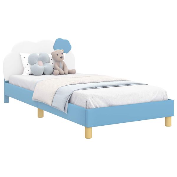 vidaXL Cadre de lit pour enfants avec t&ecirc;te de lit Bleu 90 x 190 cm PU