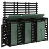 vidaXL Abri pour poubelle triple sur roulettes noir bois massif de pin