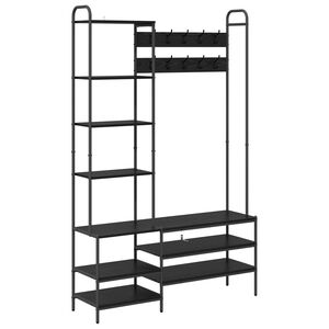 vidaXL Portemanteau avec banc &agrave; chaussures Ch&ecirc;ne noir