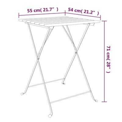 vidaXL Table de bistro pliante 55x54x71cm Bois acacia solide et acier