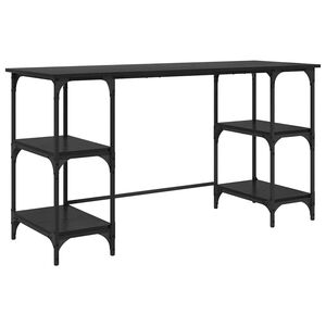 vidaXL Bureau Ch&ecirc;ne noir Bois d'ing&eacute;nierie 140 x 50 x 75 cm
