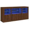 vidaXL Buffet avec lumi&egrave;res LED ch&ecirc;ne marron 142,5x37x67 cm