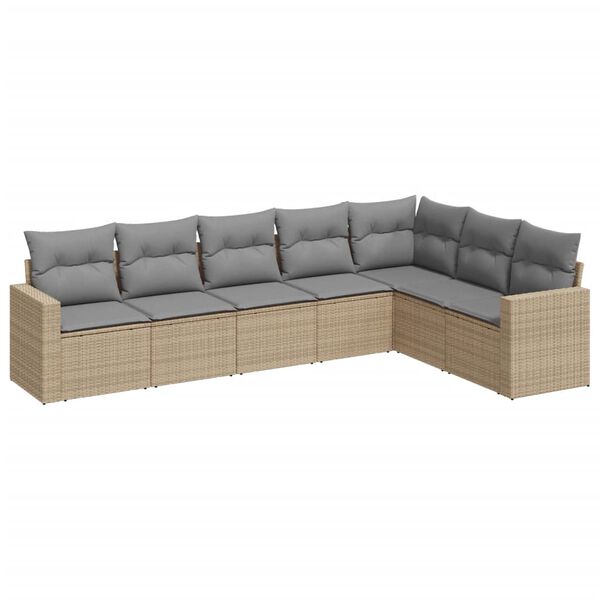 vidaXL Salon de jardin avec coussins 7 pcs beige r&eacute;sine tress&eacute;e
