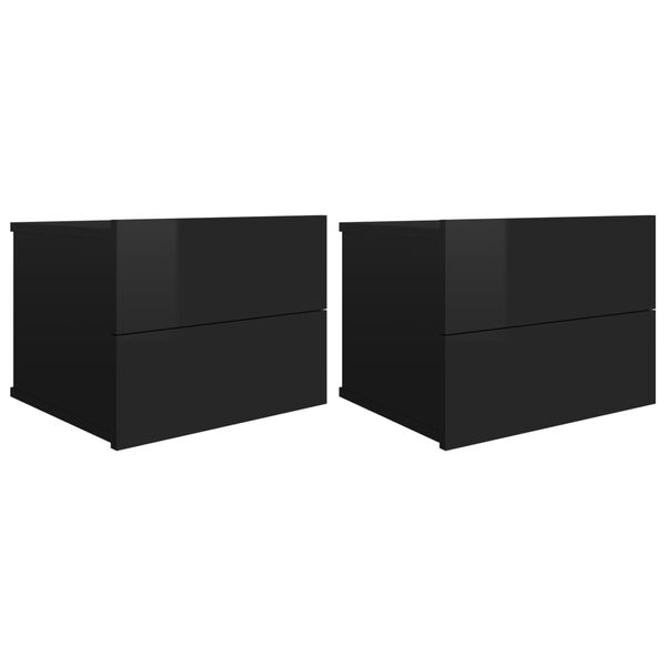 vidaXL Tables de chevet 2 pcs Noir brillant 40x30x30cm bois ing&eacute;nierie