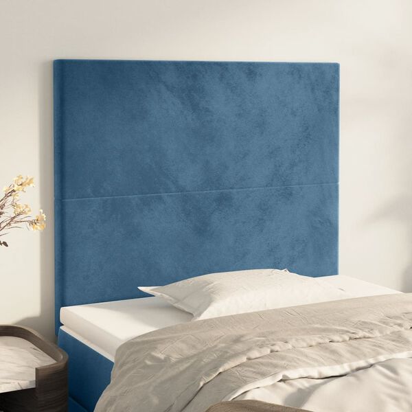 vidaXL T&ecirc;te de lit Bleu fonc&eacute; 90x5x118/128 cm Velours