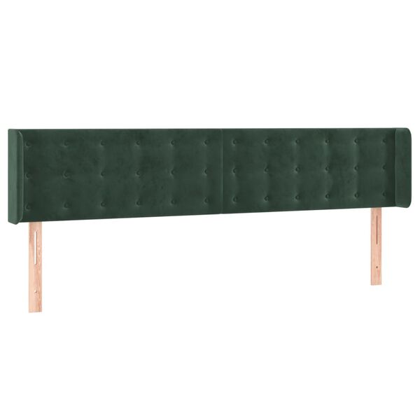 vidaXL T&ecirc;te de lit &agrave; LED Vert fonc&eacute; 163x16x78/88 cm Velours