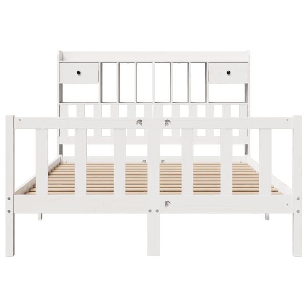 vidaXL Lit bibliothèque sans matelas blanc 140x200 cm bois pin massif